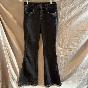 Flying Monkey High Rise Flare Button Fly Black Jean Women’s Size 28 Pre-owned